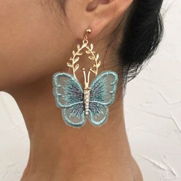 Butterfly drop earrings M189 - Picture 2 of 4